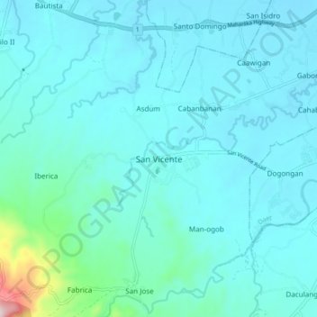 Topografische Karte San Vicente, Höhe, Relief