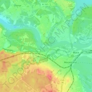 Topografische Karte Gödslan, Höhe, Relief