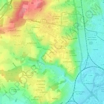 Topografische Karte La Noë, Höhe, Relief