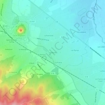 Topografische Karte Les Narces, Höhe, Relief
