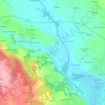 Topografische Karte Stival, Höhe, Relief