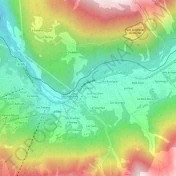 Topografische Karte La Griaz, Höhe, Relief