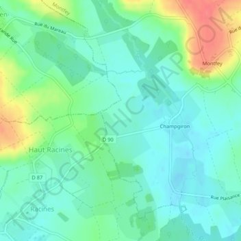 Topografische Karte Verat, Höhe, Relief