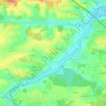 Topografische Karte Wagenhofen, Höhe, Relief