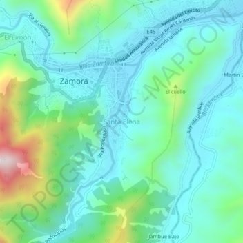 Topografische Karte Santa Elena, Höhe, Relief