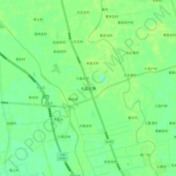 Topografische Karte Damengzhuang, Höhe, Relief