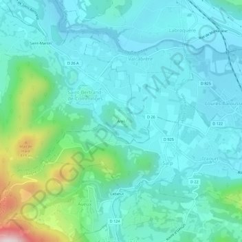 Topografische Karte Ares, Höhe, Relief