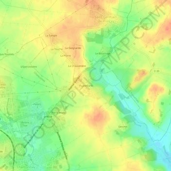 Topografische Karte Puybelliard, Höhe, Relief
