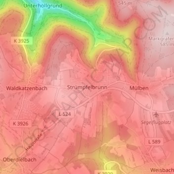 Topografische Karte Strümpfelbrunn, Höhe, Relief