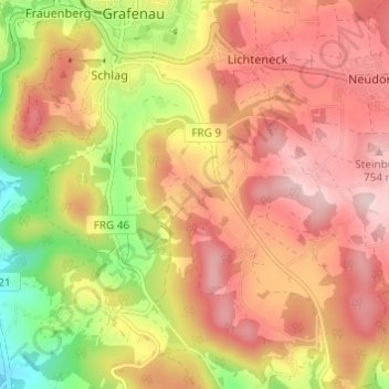 Topografische Karte Liebersberg, Höhe, Relief