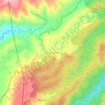 Topografische Karte Magsaysay, Höhe, Relief