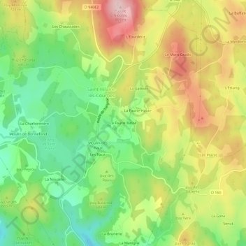 Topografische Karte La Faurie Basse, Höhe, Relief