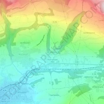 Topografische Karte Les Vigneaux, Höhe, Relief