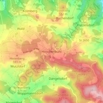 Topografische Karte Hirschenbühl, Höhe, Relief