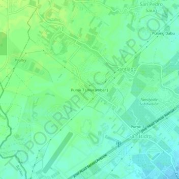 Topografische Karte Purok 7 ( Macamber ), Höhe, Relief