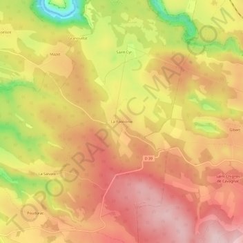 Topografische Karte La Pannonie, Höhe, Relief
