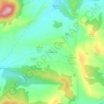 Topografische Karte San Martín Zar, Höhe, Relief