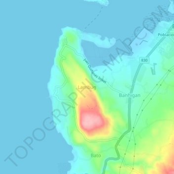 Topografische Karte Lambug, Höhe, Relief