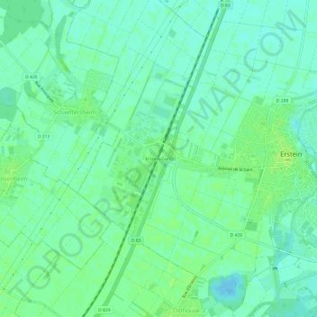 Topografische Karte Erstein-Gare, Höhe, Relief