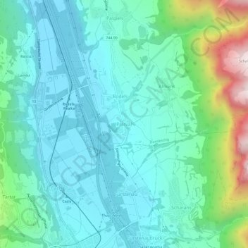 Topografische Karte Pratval, Höhe, Relief