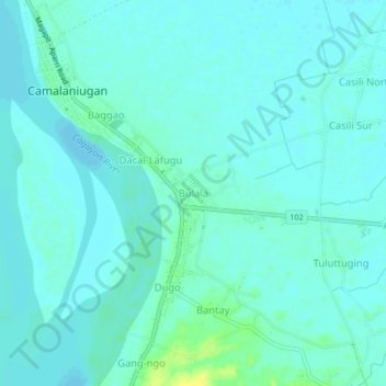 Topografische Karte Bulala, Höhe, Relief