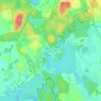 Topografische Karte Garden, Höhe, Relief