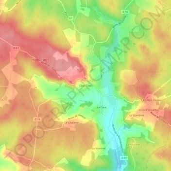 Topografische Karte Chez Tillet, Höhe, Relief