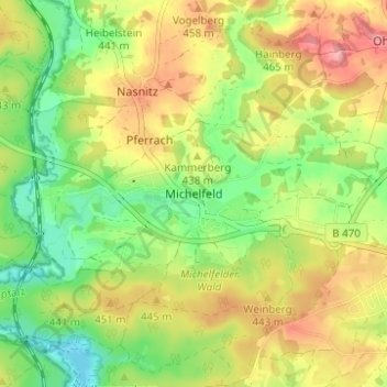 Topografische Karte Michelfeld, Höhe, Relief