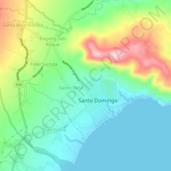 Topografische Karte San Roque, Höhe, Relief