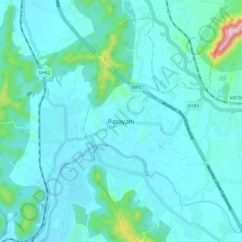 Topografische Karte Rasayani, Höhe, Relief