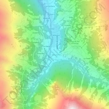 Topografische Karte Les Haudères, Höhe, Relief