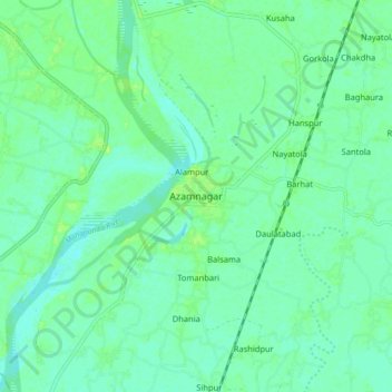 Topografische Karte Azamnagar, Höhe, Relief