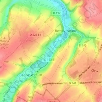 Topografische Karte Wirquin, Höhe, Relief