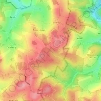 Topografische Karte Landwehr, Höhe, Relief