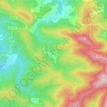 Topografische Karte Seixo, Höhe, Relief