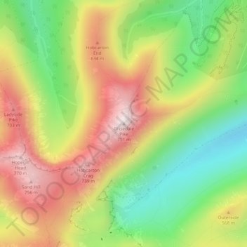 Topografische Karte Grisedale Pike, Höhe, Relief