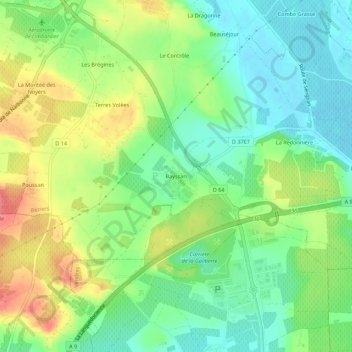 Topografische Karte Bayssan, Höhe, Relief