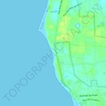 Topografische Karte Praia das Pedrinhas, Höhe, Relief