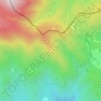Topografische Karte Castell de Cabrera, Höhe, Relief