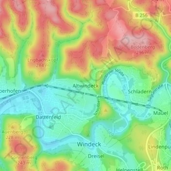 Topografische Karte Altwindeck, Höhe, Relief