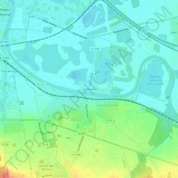 Topografische Karte Les Bordes, Höhe, Relief