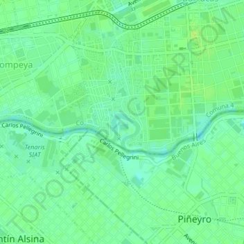 Topografische Karte Meandro de Brian, Höhe, Relief