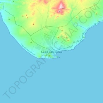 Topografische Karte Cabo San Lucas, Höhe, Relief