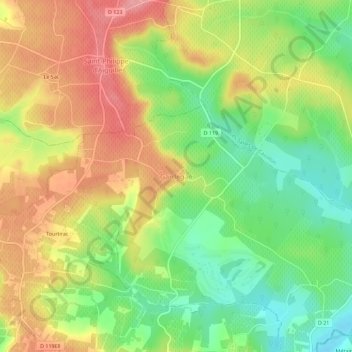 Topografische Karte Gardegan, Höhe, Relief