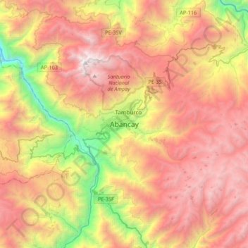 Topografische Karte Abancay, Höhe, Relief