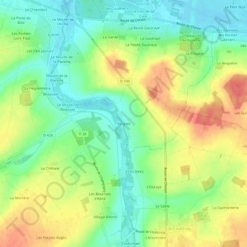 Topografische Karte Reigner, Höhe, Relief