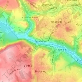 Topografische Karte Ironbridge, Höhe, Relief