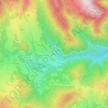 Topografische Karte Noce, Höhe, Relief