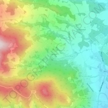 Topografische Karte Staudach, Höhe, Relief