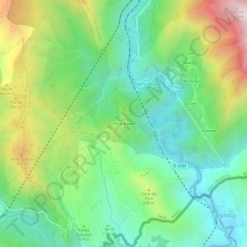 Topografische Karte Piene Haute, Höhe, Relief